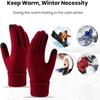 BKEKM Knit Gloves Touch Screen Winter Gloves 1 Pair Women Gloves Windproof Plush Knitted Color Matching 20 X 12 Cm Warm Gloves view 4