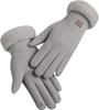 BKEKM Mittens Gloves Simple Suede Cycling Gloves Velvet Solid Winter Gloves Color Fur Cuff Gloves for Women Outdoor Warm Gloves view 1