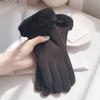BKEKM Mittens Gloves Simple Suede Cycling Gloves Velvet Solid Winter Gloves Color Fur Cuff Gloves for Women Outdoor Warm Gloves view 2