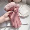 BKEKM Mittens Gloves Simple Suede Cycling Gloves Velvet Solid Winter Gloves Color Fur Cuff Gloves for Women Outdoor Warm Gloves view 4