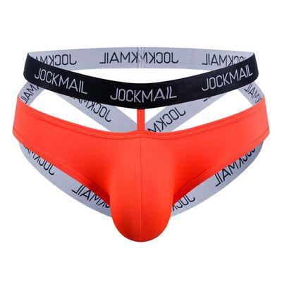JOCKMAIL Mens Low Waist Jockstrap Underwear Sexy Mesh Athletic Supporter Men Sports Underwear (Medium,Orange)