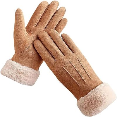 BKEKM Winter Gloves Fleece Suede Cycling Gloves Touch Screen Mittens Gloves Soft Fur Lined Ski Gloves for Men Wome Thermal Glove