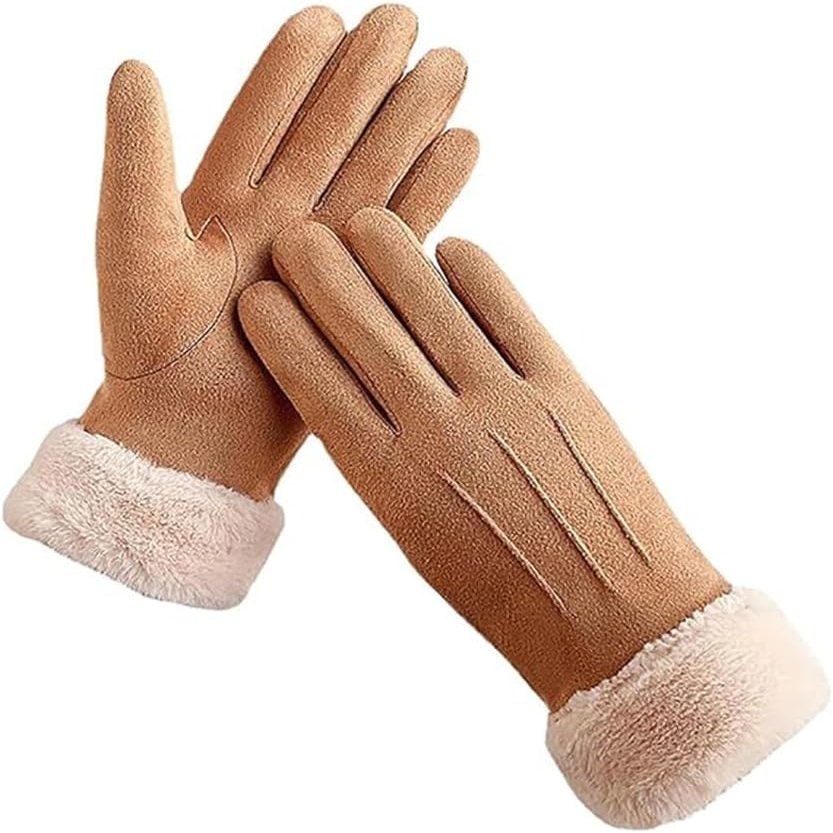 BKEKM Winter Gloves Fleece Suede Cycling Gloves Touch Screen Mittens Gloves Soft Fur Lined Ski Gloves for Men Wome Thermal Glove