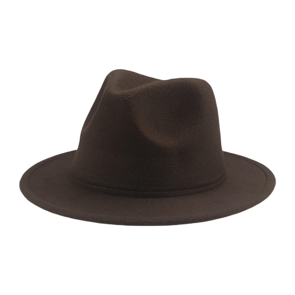 Kid Boys Girls Wool Felt Cowboy Hat Classic Wide Brim Fedora Hat Panama Cap Jazz Hats Fashion Clothes Accessories (Coffee, 4-10 Years)