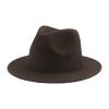 Kid Boys Girls Wool Felt Cowboy Hat Classic Wide Brim Fedora Hat Panama Cap Jazz Hats Fashion Clothes Accessories (Coffee, 4-10 Years) view 1