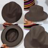 Kid Boys Girls Wool Felt Cowboy Hat Classic Wide Brim Fedora Hat Panama Cap Jazz Hats Fashion Clothes Accessories (Coffee, 4-10 Years) view 4