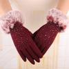 BKEKM Winter Gloves 1 Pair Cycling Gloves with Rhinestone Mittens Gloves Windproof Fleece Lined Gloves Fashion Outdoor Warm Gloves view 2