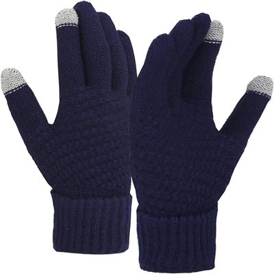 BKEKM Knit Gloves Touch Screen Winter Gloves 1 Pair Gloves Thick Touch Screen Cycling Gloves Windproof Plush Knitted Warm Gloves