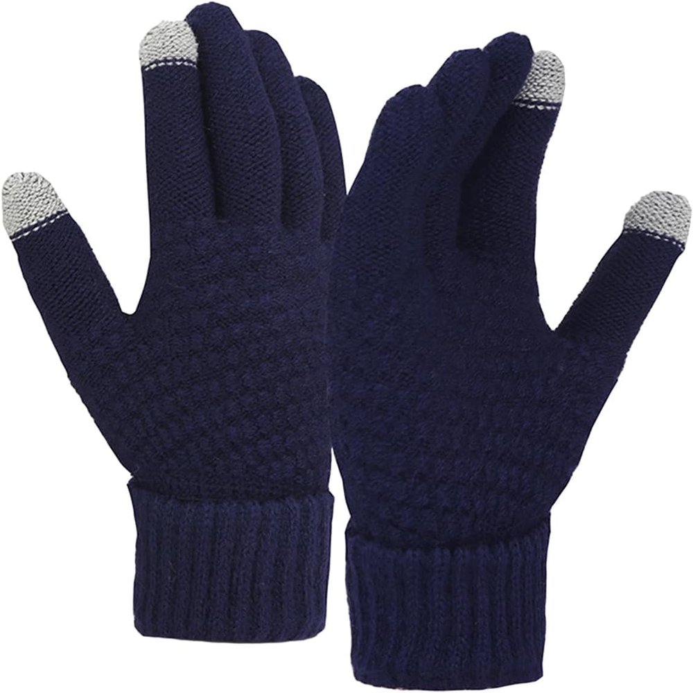 BKEKM Knit Gloves Touch Screen Winter Gloves 1 Pair Gloves Thick Touch Screen Cycling Gloves Windproof Plush Knitted Warm Gloves