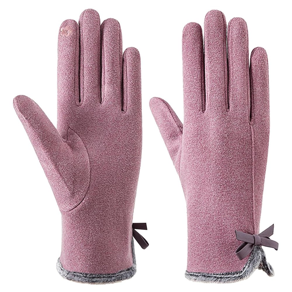 BKEKM Knit Gloves 1 Pair Winter Gloves Comfy Fleeced Lined Thermal Glove Windproof Cycling Gloves Touchscreen Suede Mittens Gloves