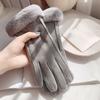 BKEKM Mittens Gloves Simple Suede Cycling Gloves Velvet Solid Winter Gloves Color Fur Cuff Gloves for Women Outdoor Warm Gloves view 3