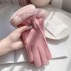 BKEKM Mittens Gloves Simple Suede Cycling Gloves Velvet Solid Winter Gloves Color Fur Cuff Gloves for Women Outdoor Warm Gloves view 4