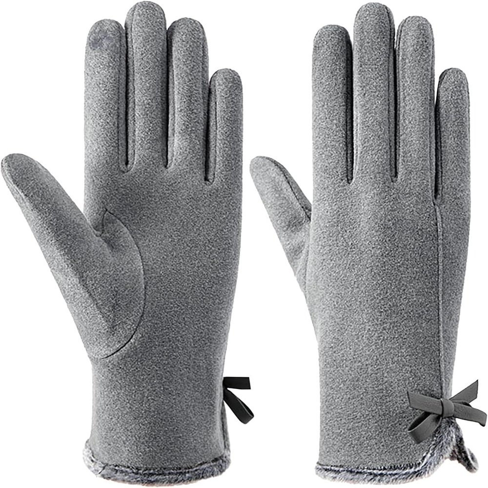 BKEKM Knit Gloves 1 Pair Winter Gloves Comfy Fleeced Lined Thermal Glove Windproof Cycling Gloves Touchscreen Suede Mittens Gloves