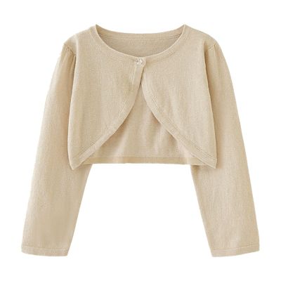 EnJoCho 1 to 7 Years Girls Comfy T-Shirt Kids Coat Spring/Summer Solid Color Single Button Cardigan Party (Khaki, 4-5 Years)