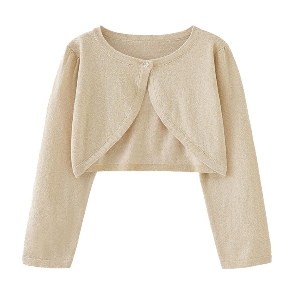 EnJoCho 1 to 7 Years Girls Comfy T-Shirt Kids Coat Spring/Summer Solid Color Single Button Cardigan Party (Khaki, 4-5 Years)