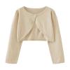 EnJoCho 1 to 7 Years Girls Comfy T-Shirt Kids Coat Spring/Summer Solid Color Single Button Cardigan Party (Khaki, 4-5 Years) view 1