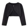 EnJoCho 1 to 7 Years Girls Comfy T-Shirt Kids Coat Spring/Summer Solid Color Single Button Cardigan Party (Black, 18-24 Months)