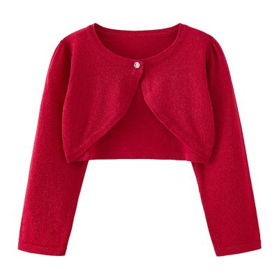 EnJoCho 1 to 7 Years Girls Comfy T-Shirt Kids Coat Spring/Summer Solid Color Single Button Cardigan Party (Red, 3-4 Years)