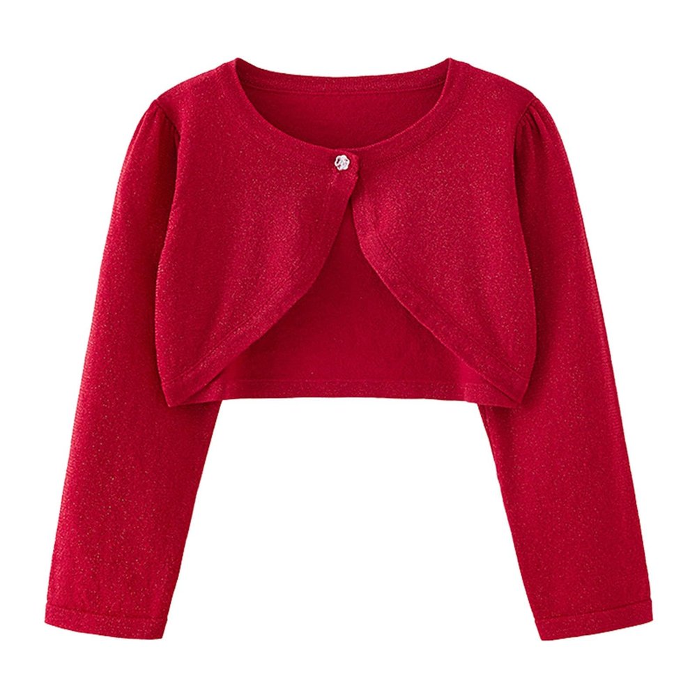 EnJoCho 1 to 7 Years Girls Comfy T-Shirt Kids Coat Spring/Summer Solid Color Single Button Cardigan Party (Red, 3-4 Years)