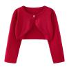 EnJoCho 1 to 7 Years Girls Comfy T-Shirt Kids Coat Spring/Summer Solid Color Single Button Cardigan Party (Red, 3-4 Years) view 1