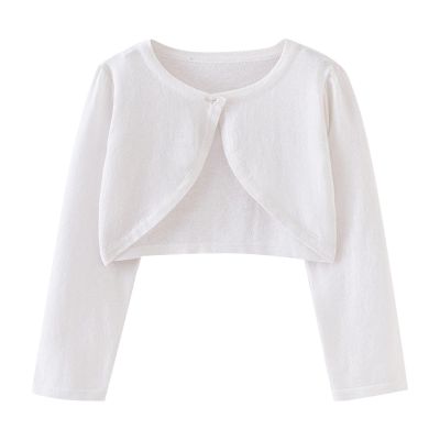 EnJoCho 1 to 7 Years Girls Comfy T-Shirt Kids Coat Spring/Summer Solid Color Single Button Cardigan Party (White, 4-5 Years)