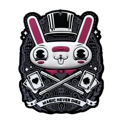 Patchlab SM6#18 Magic Wizard Illusion Bunny PVC Rubber Morale Patch, with Hat & Magic Wand, Hook and Loop Attachment for Backpacks, Jackets, Gear | for Collectors & Magic Lovers, Multicolor, 4inches