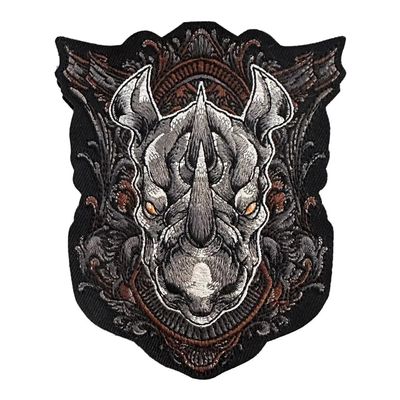 Patchlab Rhino Shield Trophy Embroidery Morale Patch, Micro Hook & Loop Attachment for Backpacks, Jackets, Hats | for Collectors, Warriors Patches, Multicolor, 5 inches