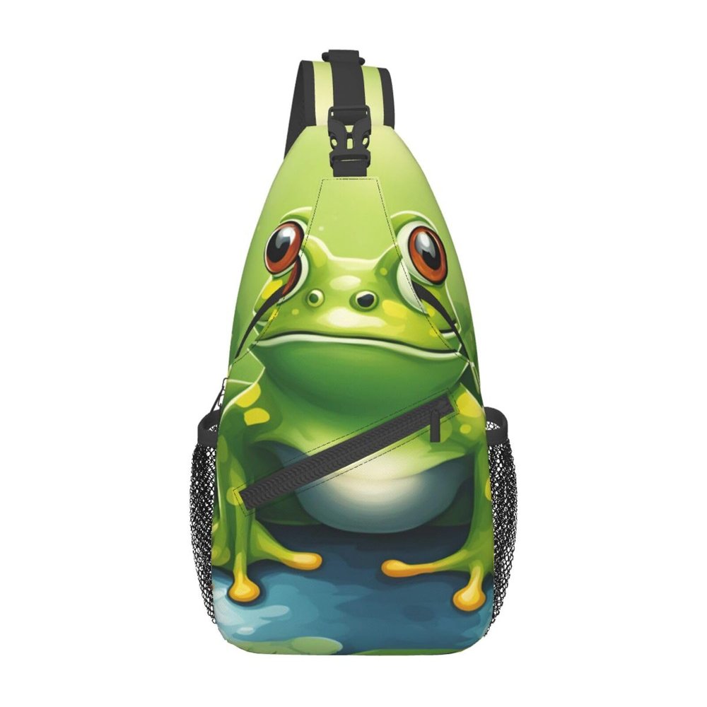 SSIMOO Cartoon Frog 1 Fashion Chest Bag,Travel Bag,Light And Comfortable Satchel-Multi-Purpose Small Backpack