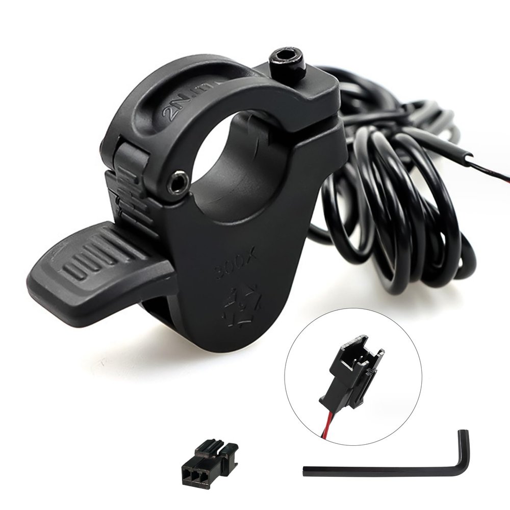 HUSETOO Electric Throttle 300X Thumb Throttle for 7/8inch 22mm Left and Right Handlebars 12v 24v 36v 48v 60v 72v Electric E-Bikes (SM Plug)