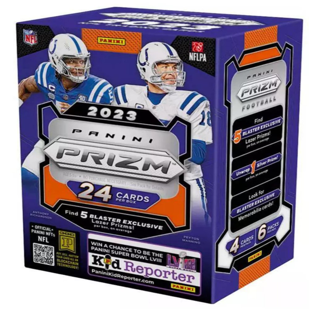 2023 Panini Prizm Football Trading Card Blaster Box - 24 Football Cards - Plus 5 Toploaders to Help Protect Your Cards