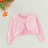 EnJoCho Toddler Short Tops Kids Girls Top Spring/Summer Solid Color Long Sleeve Lace Single Button Cardigan (Pink, 18-24 Months) view 3