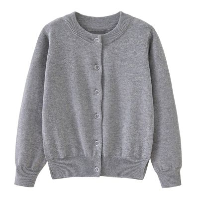 EnJoCho Toddler Cardigan Little Boys Girls Sweater Autumn/Winter Solid Color Knitted Jacket Party Birthday (Grey, 6-7 Years)