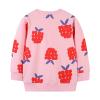 EnJoCho Toddler Clothing Little Girls 2024 Round Neck Long Sleeve Fall Berry Pattern Tops Party School Wear (Pink, 3 Years) view 3