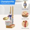 ZRINION Wooden Stacked Baseball Softball Tournament Championship Ring Display Holder with Engraved Laces,Baseball Gifts for Kids,Friends,Ball Lovers,Man Cave view 2