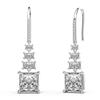 18K White Gold Plated Sterling Silver Square Princess Cut Cubic Zirconia Drop Dangle Earrings for Women Hypoallergenic Statement Earrings Gifts for Women Mom (Clear) view 1