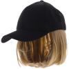 DOITOOL Canvas Sun Hat with Straight Human Hair Wig for Women Lightweight Adjustable Cap with Attached Hair Extension Casual Outdoor Summer Headwear 10X5 Inches view 1