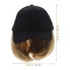DOITOOL Canvas Sun Hat with Straight Human Hair Wig for Women Lightweight Adjustable Cap with Attached Hair Extension Casual Outdoor Summer Headwear 10X5 Inches view 2