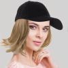 DOITOOL Canvas Sun Hat with Straight Human Hair Wig for Women Lightweight Adjustable Cap with Attached Hair Extension Casual Outdoor Summer Headwear 10X5 Inches view 3