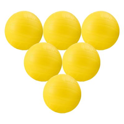 HoazHoald 4 Inch Yellow Mini Volleyballs Roundnet Game Ball for 15+ Age Throw to Crowd Vinyl Volleyball Signature Memory Water Pool Ball for Party Outdoor Lawn Beach & Tailgating (6 Deflated Pack)