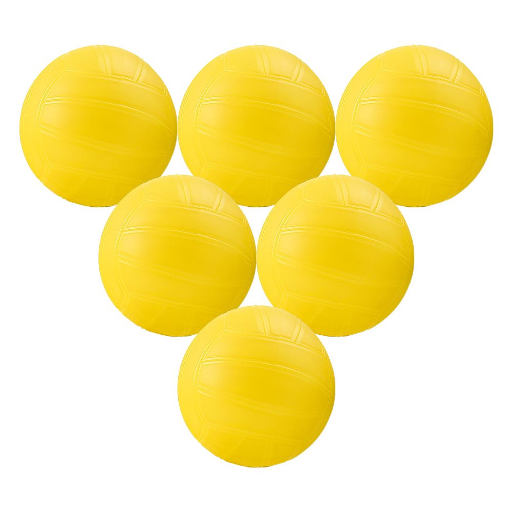 HoazHoald 4 Inch Yellow Mini Volleyballs Roundnet Game Ball for 15+ Age Throw to Crowd Vinyl Volleyball Signature Memory Water Pool Ball for Party Outdoor Lawn Beach & Tailgating (6 Deflated Pack)