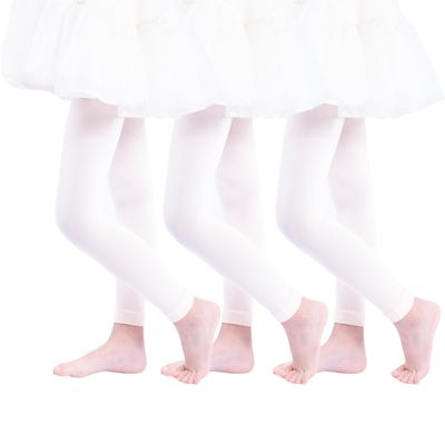 Paralinda 3 Pairs Girl's Microfiber Footless Tights, Girls Dance Tights Footless (Pink, 6-8)