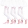 Paralinda 3 Pairs Girl's Microfiber Footless Tights, Girls Dance Tights Footless (Pink, 6-8) view 1