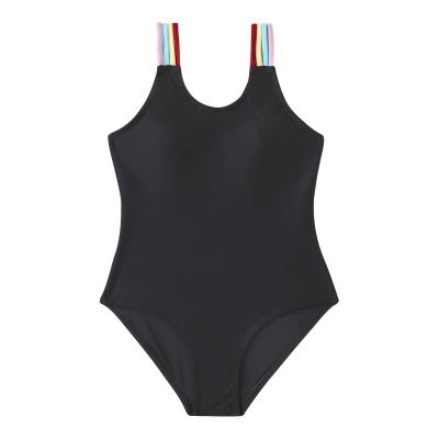 Dkygxwt Girls' Swimsuit Beach Sport Colorful Thin Straps Summer Beach Rash Guard Swimwear for 7 to 11 Years 5t Swimsuit(Black,10-11 Years)