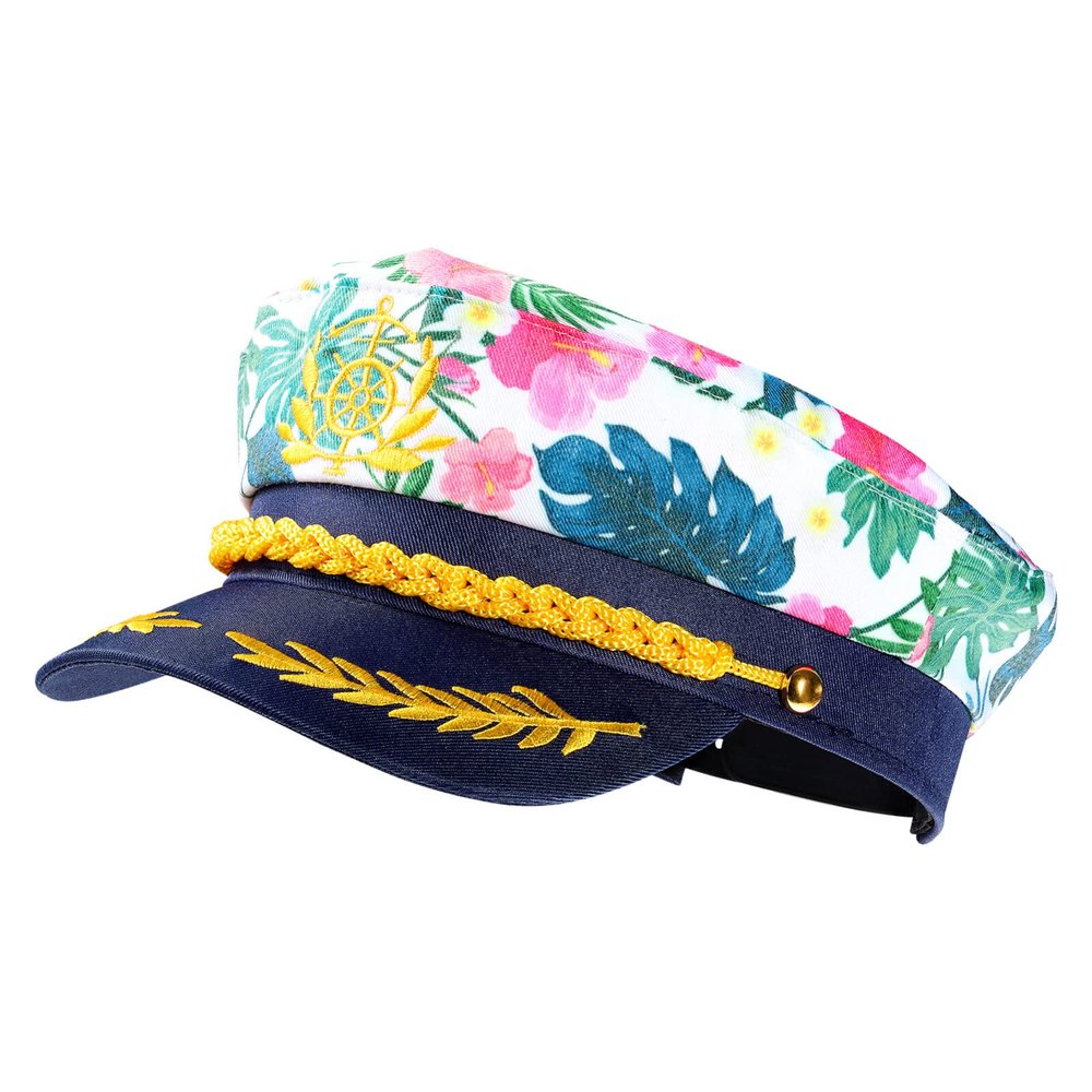 IMIKEYA Hat: Nautical Theme Yacht Captain Costume, Adjustable Sailor Cap, Unisex White Snapback, Funny Hat for Halloween, Birthday, Cosplay, Performance