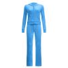 Uillui Womens Acitve Velour Tracksuit Set Y2K Teen Girls Trendy Clothing Zip Crop Hoodie Workout Pants Sweatsuit Jogging Set view 4