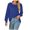 Long Sleeve Tops for Women Crewneck Sweatshirt Casual Slim Fit Shirts Lightweight Pullover Solid Dressy Blouse Tunics Blue view 1