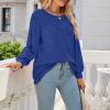 Long Sleeve Tops for Women Crewneck Sweatshirt Casual Slim Fit Shirts Lightweight Pullover Solid Dressy Blouse Tunics Blue view 2