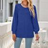 Long Sleeve Tops for Women Crewneck Sweatshirt Casual Slim Fit Shirts Lightweight Pullover Solid Dressy Blouse Tunics Blue view 3