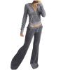 Uillui Womens Acitve Velour Tracksuit Set Y2K Teen Girls Trendy Clothing Zip Crop Hoodie Workout Pants Sweatsuit Jogging Set view 1