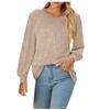 Long Sleeve Tops for Women Crewneck Sweatshirt Casual Slim Fit Shirts Lightweight Pullover Solid Dressy Blouse Tunics Beige view 1